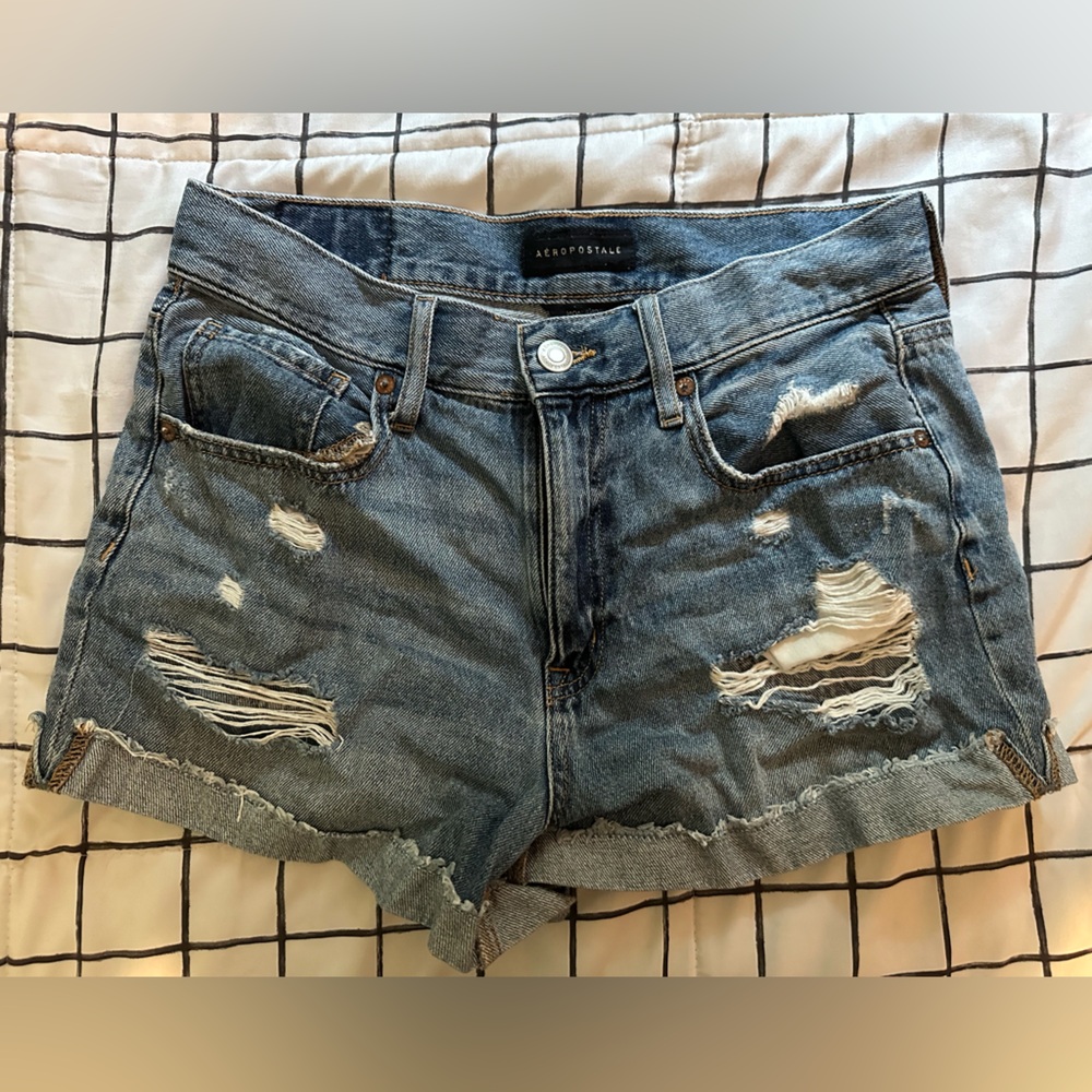 Aeropostale Distressed Blue Jean Shorts